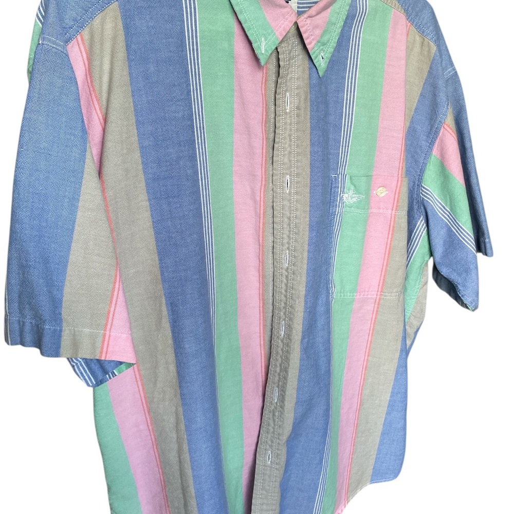 🤍Vintage Dockers Casual Striped Short-Sleeve button up.